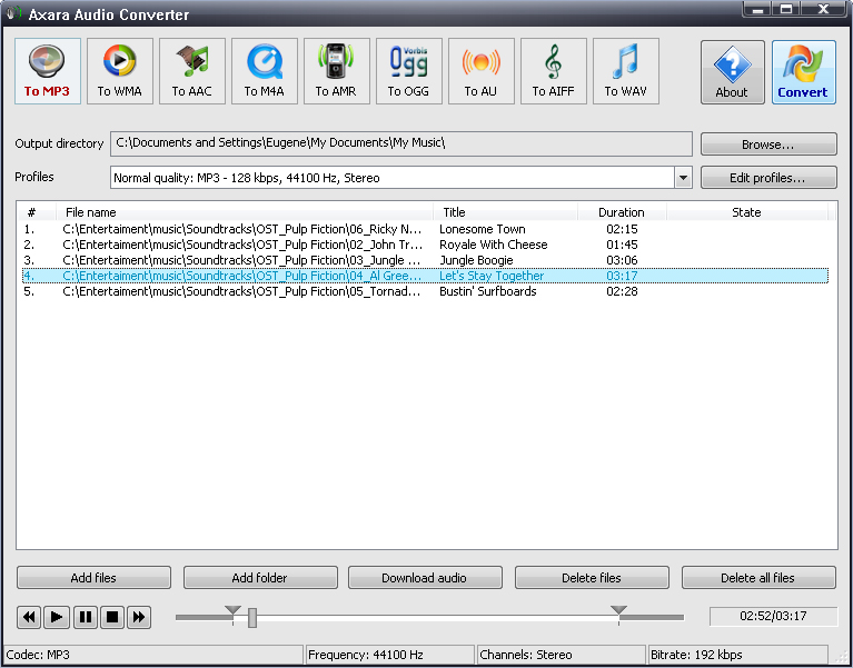 Screenshot of Axara Audio Converter