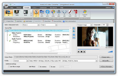 Axara AVI Converter is designed for converting files from DivX/AVI/Xvid formats.