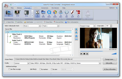 Axara FLV Converter is created for converting videos from FLV/F4V/F4B formats.